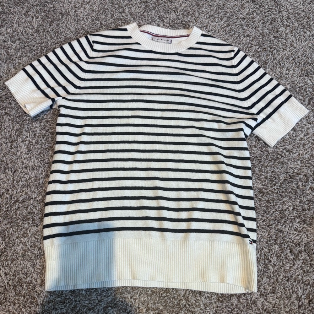 Tommy Hilfiger Black and White Striped Sweater - Picture 2 of 3